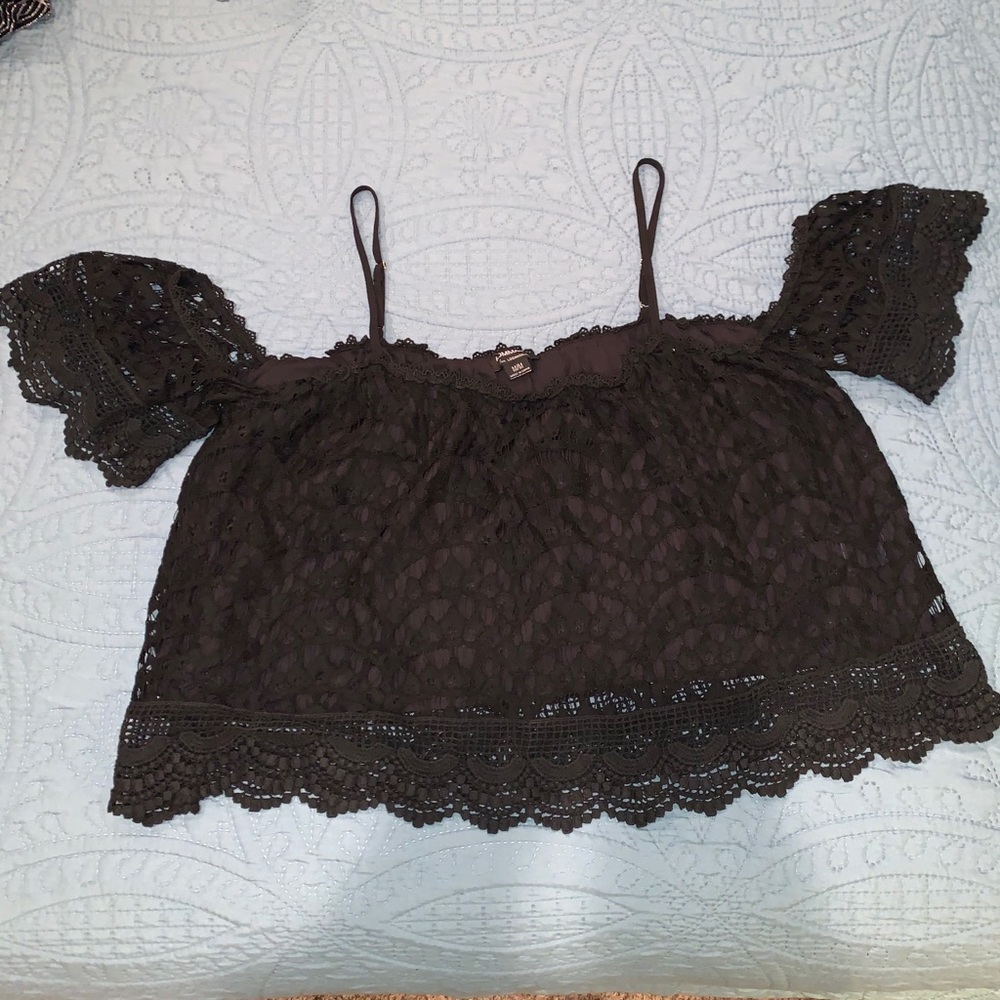 Black crotchet crop top